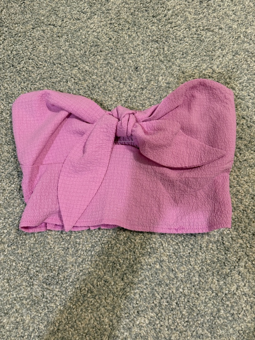 SHEIN Pink Textured Tie-Front Tube Top